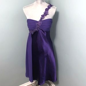 Le Chateau Purple Satin Chiffon Dress